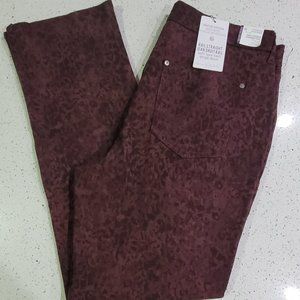 Gloria Vanderbilt Rail Straight Jeans 14 Average Mid Rise Wine Leopard Stretch